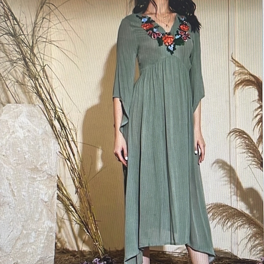 NWOT SHEIN boho appliquéd babydoll dress L-XL